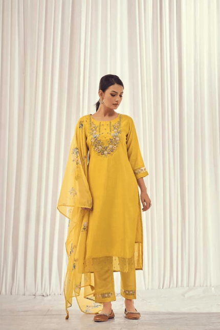 Elegant Muslin Straight Suit-SK0007