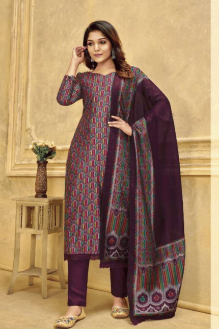 Purple & Maroon Color Salwar Kameez  -