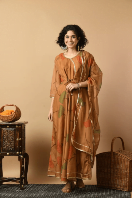 OREPE CUT DESIGNER FLAIRED LONG DRESS -Sk0055