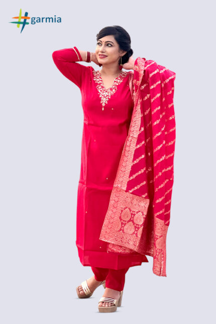 Red Stitched Salwar Kameez Suit – SK0110